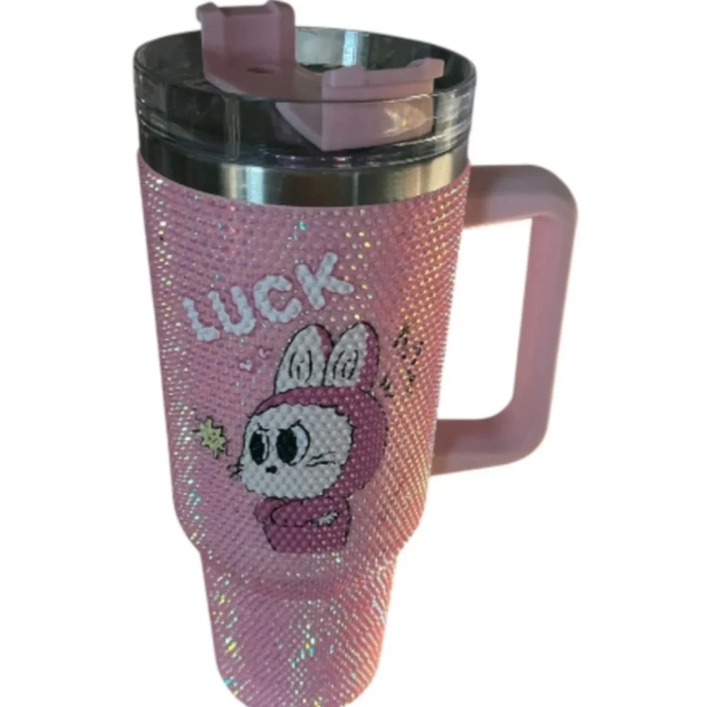 Labubu Limited-Edition Pink Glitter Tumbler. - Picture 1 of 3